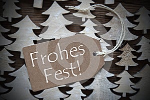 Brown Label With Frohes Fest Means Merry Christmas