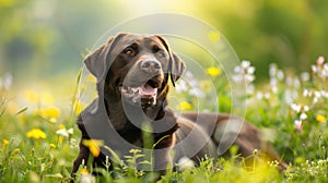 The Brown Labrador in Field.AI generated image