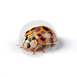 Brown Ladybug Crawling White Background