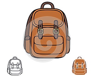 Brown Leather Backpack Illustration or vector bag
