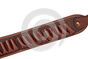 Brown leather bandolier isolated on a white background