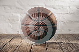 brown leather basketball ball