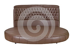 Brown leather bed isolated on white background