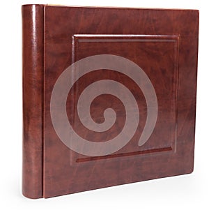 Brown leather book on wite backround