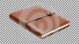 Brown leather-bound notebook with buckle closure