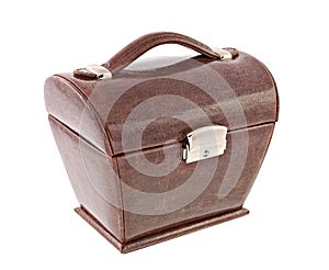 Brown leather box for cosmetic or jewelery