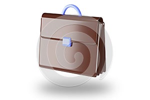 Brown Leather Businessman Briefcase on white Background with Shadow. Briefcase for business 3D rendering