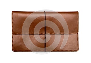 Brown leather clutch bag photo