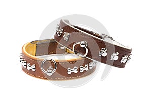 Brown leather collars photo