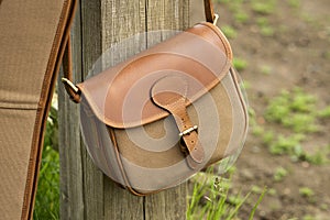 Brown leather handbag