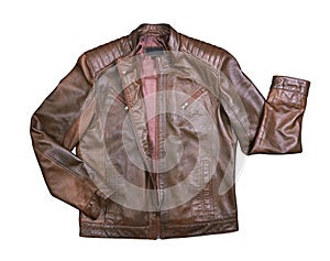 Brown Leather Jacket on white