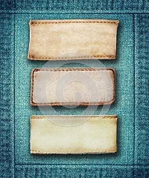 Brown leather jeans labels