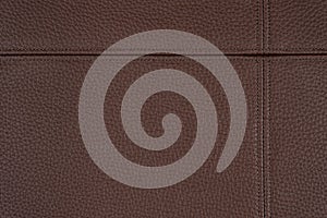 Brown leather, leatherette texture background wtih decorative stich