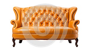 Brown leather luxurious sofa isolated on a white background