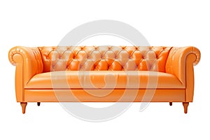 Brown leather luxurious sofa isolated on a white background