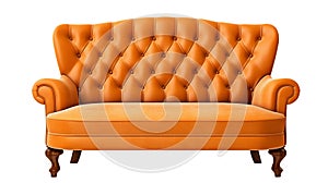 Brown leather luxurious sofa isolated on a white background