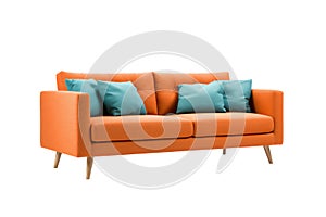 Brown leather luxurious sofa isolated on a white background