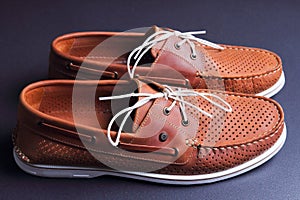 Brown leather men shoes