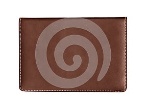Brown leather notebook isolated on white background