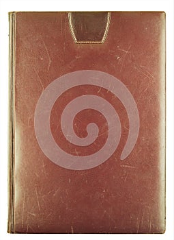 Brown leather notebook isolated on white background