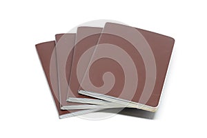 Brown Leather notebooks closeup detail isolated