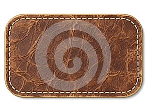 Brown leather patch isolated on white background