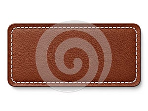 Brown leather patch isolated on white background