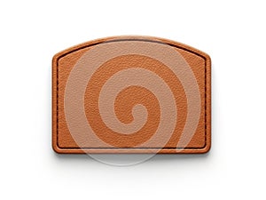Brown leather patch isolated on white background
