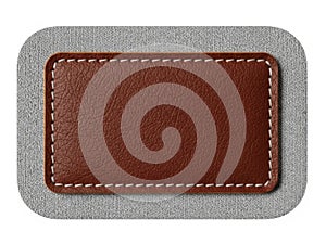 Brown leather patch isolated on white background