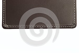 Brown leather pattern with thread stitches