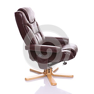 Brown leather recliner chair