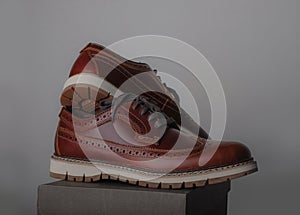 Brown leather shoe