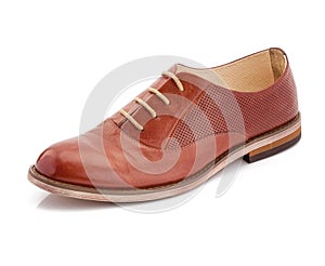 Brown leather shoes isolated on a white