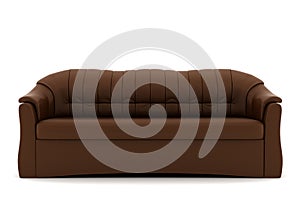 Brown leather sofa isolated on white background
