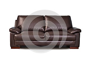 Brown leather sofa