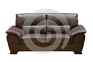 Brown leather sofa isolated on white background