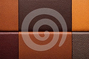 Brown leather swatches showcasing a range of textures, each with its own character.
