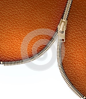 Brown leather texture background with zipper