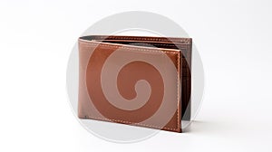 Brown Leather Wallet - Hiroshi Nagai Style - Isolated On White Background
