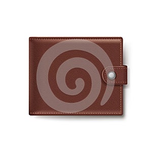 Brown Leather Wallet Isolated on White Background