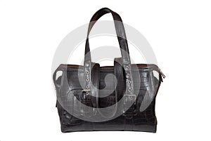 Brown leatherette handbag. photo