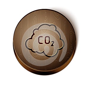 Brown line CO2 emissions in cloud icon isolated on white background. Carbon dioxide formula, smog pollution concept