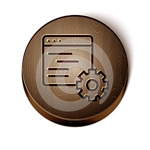 Brown line Computer api interface icon isolated on white background. Application programming interface API technology