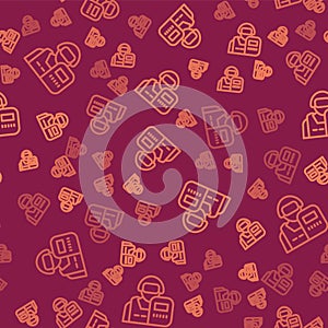 Brown line Police officer icon isolated seamless pattern on red background. Vector