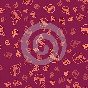 Brown line Web and graphic design icon isolated seamless pattern on red background. Creative and development. Vector