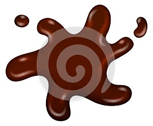 Brown liquid splash. Chocolate fluid sweet blob