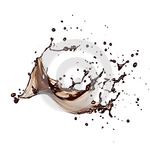 Brown liquid splash isolated on transparent background