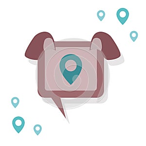 Brown locale sign icon with ears.Dog ears icon. Isolated image on a white background.