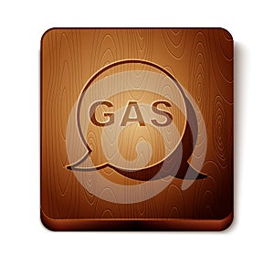 Brown Location and petrol or gas station icon isolated on white background. Car fuel symbol. Gasoline pump. Wooden