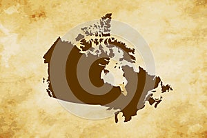 Brown map of Country Canada isolated on old paper grunge texture background - vector